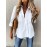 [Casual Button-Up Shirt] Relaxed Fit Women's Casual Long Sleeve Button-Up Shirt | Solid Color, 3/4 Sleeve Design with Chest Pocket, Versatile All-Season Top for Casual Attire