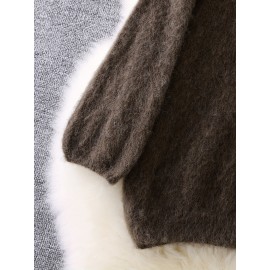 Women'S Soft Plush Sweater - Thick Winter Pullover Sweater, Cozy Sweater for Fall/Winter, Everyday & Formal Outfits - Women'S Sweater for Women - Elegant Sweater, Winter Sweater, Fall Fashion, Round Neckline, Stylish Knitwear, Fashion Lovers