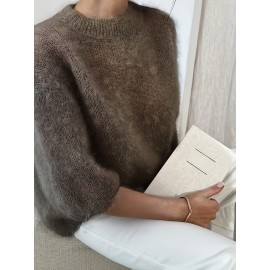 Women'S Soft Plush Sweater - Thick Winter Pullover Sweater, Cozy Sweater for Fall/Winter, Everyday & Formal Outfits - Women'S Sweater for Women - Elegant Sweater, Winter Sweater, Fall Fashion, Round Neckline, Stylish Knitwear, Fashion Lovers