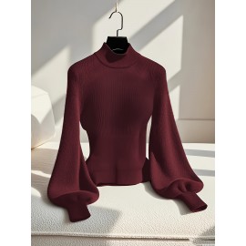 Women's Burgundy Slim-Fit Winter Sweater Jacket - Elegant High Neck Collar with Button Front, Tummy Control, Wrinkle-Resistant Long Sleeve Blazer for Office, Party & Cold Weather (Hand Wash/Dry Clean)