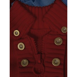 Multi-button decorated large zipper stand-up collar slim-fit cardigan