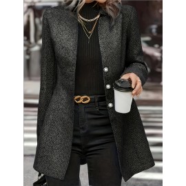 Women'S Plus Size Lightweight Structured Blazer Jacket - Casual Chic Lapel Collar Button Front Long Sleeve Coat, H-Line Silhouette with Structured Lapel Collar & Smooth Non-Stretch Fabric, Solid Color Tailored Fit for Spring/Fall, Versatile for Casual & Formal Outfits (Office, Semi-Formal Events) - Easy Care & Wrinkle-Resistant, Office Wear, Spring Fashion, Classic Design, Durable Material, Highquality Stitching, Stylish Coat, Trench Coat Women Long, Trench Coat For Women, Trench Coat