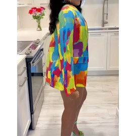 Plus Size, Women's Oversized Lapel coat - Bold Yellow, Not See-Through Non-Stretch Fabric Blazer, Machine Washable Everyday & Formal Outerwear for Parties, Office, Events - Women's Fashion Outerwear, Party Wear, Trendy Blazer, Structured Fit, Stylish Jacket, Party Goers