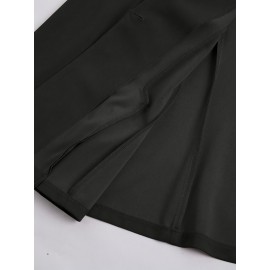 Plus Size, Women's Plus Size Tailored Black Suit Jacket - Elegant Lapel Collar Blazer Coat, Structured Notch Jacket for,, Weddings & Professional Attire, Wrinkle-Resistant Classic Fit (Machine Washable)