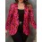 Plus Size, One Piece Autumn/Winter Plus Size Color Block Women's Leopard Print Lapel Long Sleeve Button Front Casual Fashion Coat
