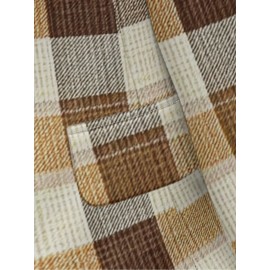 Plus Size - Plus Size Women'S H-Line Structured Blazer Jacket - Elegant Plaid Print (Brown/Beige/Tan/White) Long Sleeve Tailored Coat with Pockets, Machine Washable, Single-Button Closure for Office, Party & Semi-Formal Attire - Spring/Fall Outerwear, Versatile Casual to Professional Wear, Jackets for Women Plus Size, Plus Size Womens Coats And Jackets, Blazer for Women Plus Size Elegant Classy, Coats for Women, Plus Size Coats, Cardigan For Women, Women Cardigan, Plus