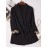Plus Size, Black leopard print plus-size Women's suit jacket with spliced cuffs, elegant office attire for daily commuting