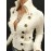 Multi-button decorated large zipper stand-up collar slim-fit cardigan